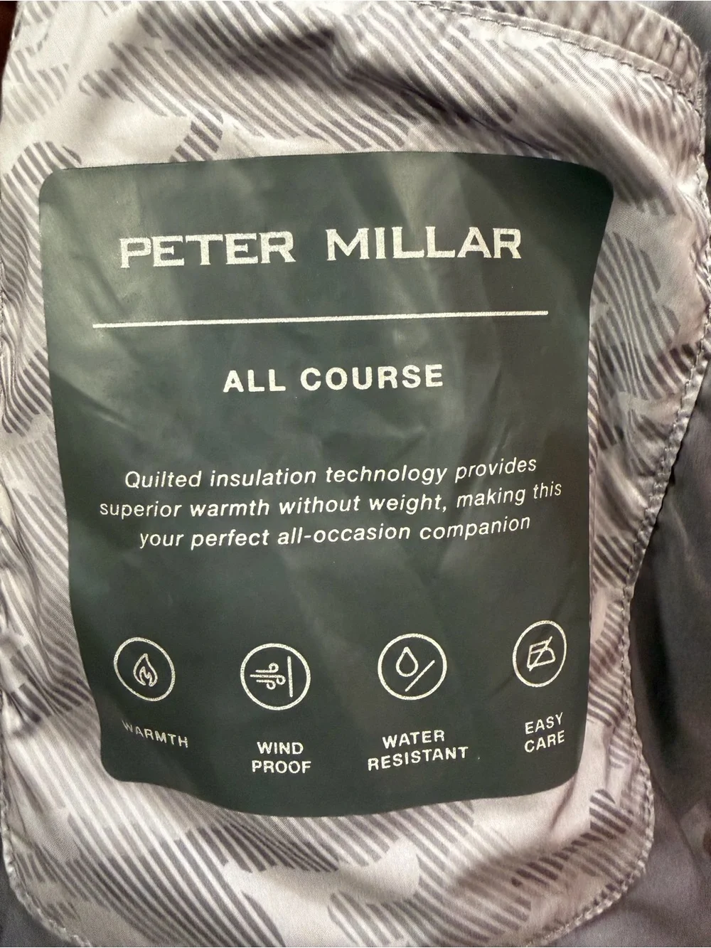 Peter Millar All Course Gray Camo Golf Jacket, Men’s Large